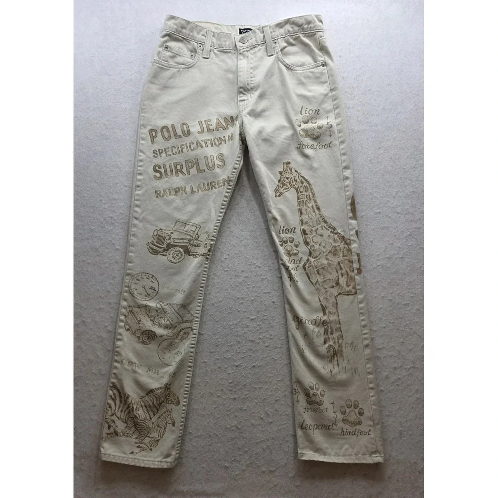 Polo Jeans Co Ralph Lauren 4434WAI2784 Vintage Women's Safari Print Jeans. Sz 8 - Picture 2 of 10